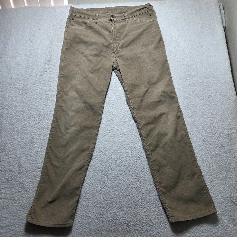 Vintage 1970s Levi's White Tab Corduroy Pants Talon 42 USA Mens 38x31 Beige‎